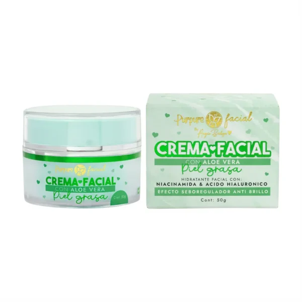 Crema facial aloe vera piel grasa purpure